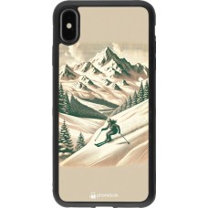 Coque iPhone Xs Max - Silicone rigide noir Vintage Ski Mountain