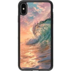 Coque iPhone Xs Max - Silicone rigide noir Wave Sunset