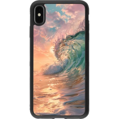 Coque iPhone Xs Max - Silicone rigide noir Wave Sunset