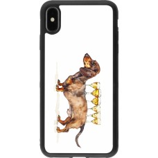 Coque iPhone Xs Max - Silicone rigide noir Wine Teckel