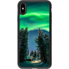 Coque iPhone Xs Max - Silicone rigide noir Winter 22 Northern Lights