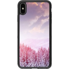 Coque iPhone Xs Max - Silicone rigide noir Winter 22 Pink Forest