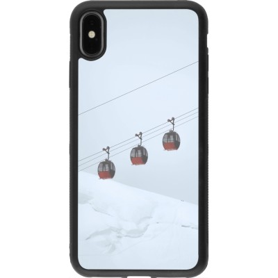 Coque iPhone Xs Max - Silicone rigide noir Winter 22 ski lift