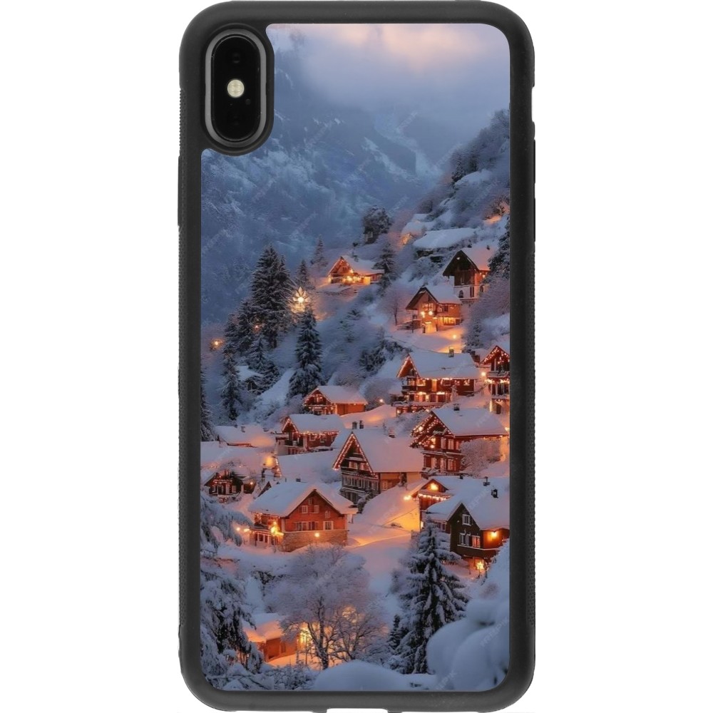 iPhone Xs Max Case Hülle - Silikon schwarz Winter 25 Winter snowy village