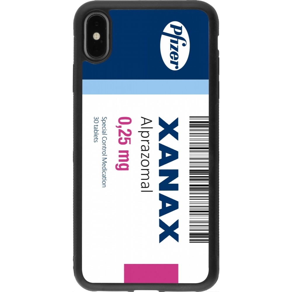 Coque iPhone Xs Max - Silicone rigide noir Xanax Alprazolam 2025