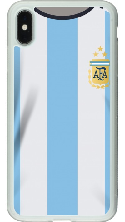 Coque iPhone Xs Max - Silicone rigide transparent Maillot de football Argentine 2022 personnalisable