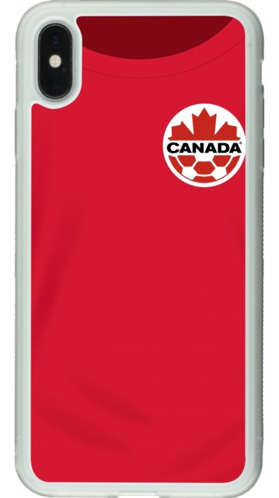 Coque iPhone Xs Max - Silicone rigide transparent Maillot de football Canada 2022 personnalisable
