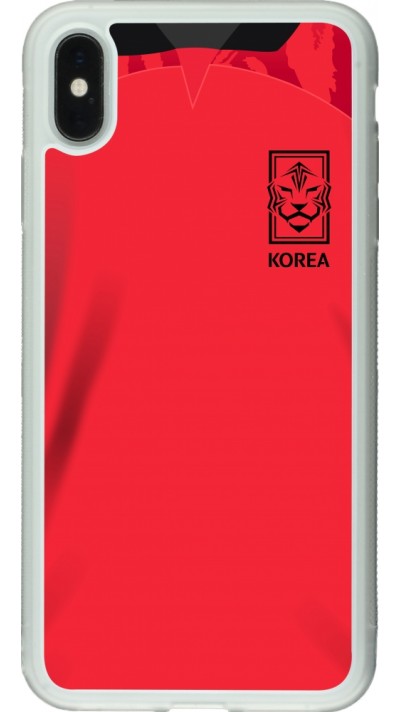 Coque iPhone Xs Max - Silicone rigide transparent Maillot de football Corée du Sud 2022 personnalisable