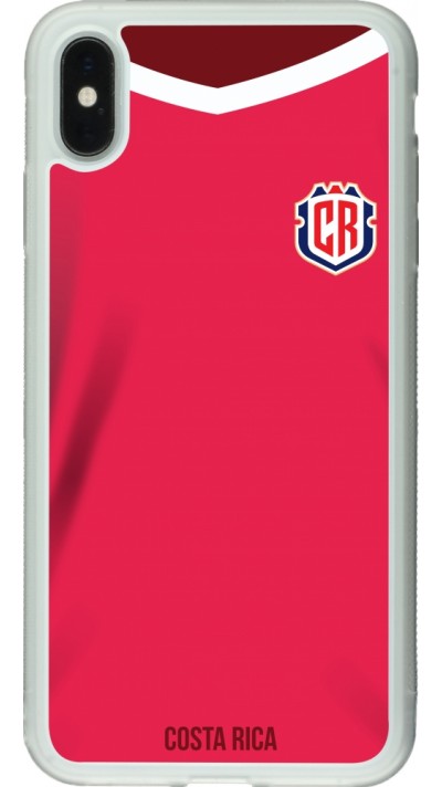 Coque iPhone Xs Max - Silicone rigide transparent Maillot de football Costa Rica 2022 personnalisable