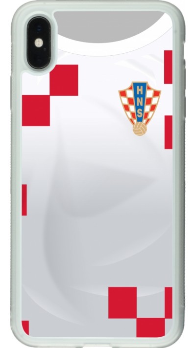 Coque iPhone Xs Max - Silicone rigide transparent Maillot de football Croatie 2022 personnalisable