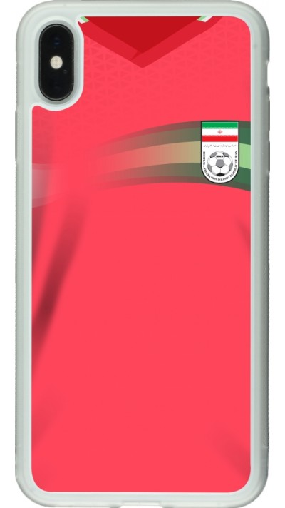 Coque iPhone Xs Max - Silicone rigide transparent Maillot de football Iran 2022 personnalisable