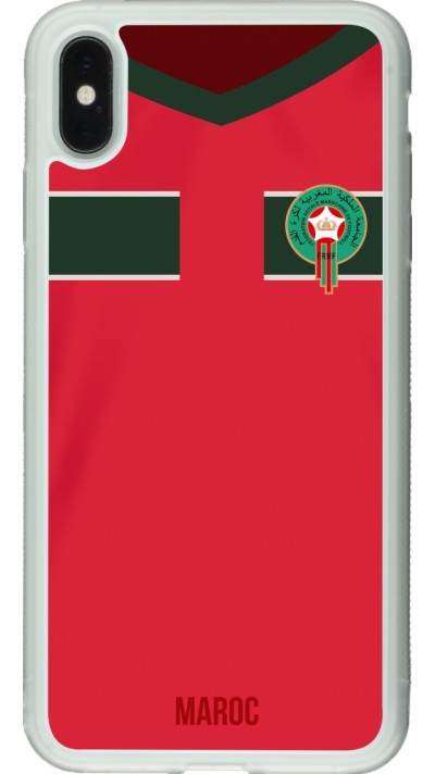 Coque iPhone Xs Max - Silicone rigide transparent Maillot de football Maroc 2022 personnalisable
