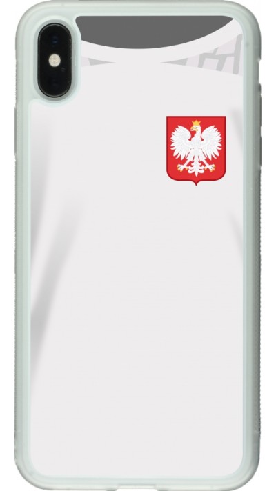 Coque iPhone Xs Max - Silicone rigide transparent Maillot de football Pologne 2022 personnalisable