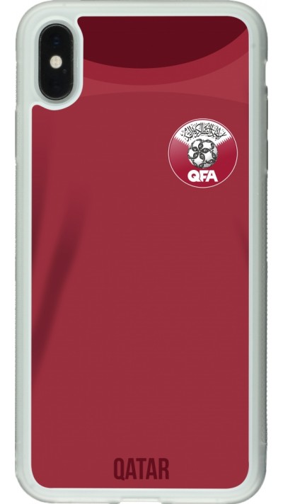 Coque iPhone Xs Max - Silicone rigide transparent Maillot de football Qatar 2022 personnalisable