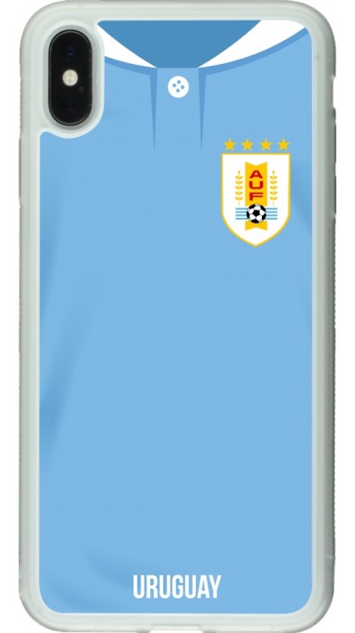 Coque iPhone Xs Max - Silicone rigide transparent Maillot de football Uruguay 2022 personnalisable