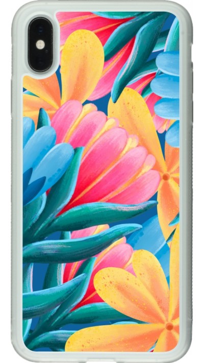 Coque iPhone Xs Max - Silicone rigide transparent Spring 23 colorful flowers