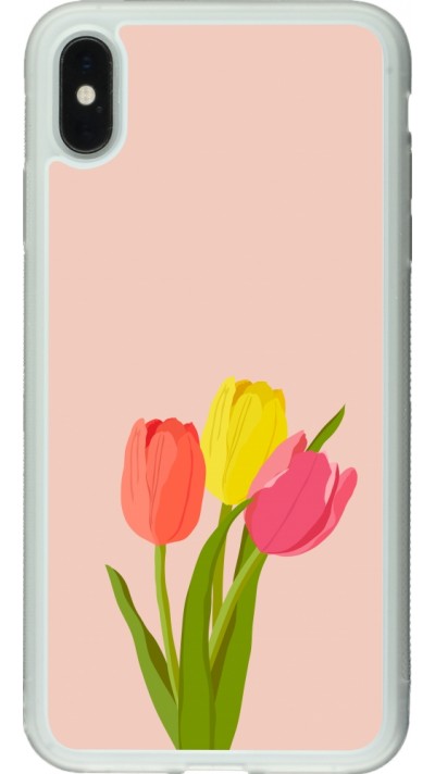 Coque iPhone Xs Max - Silicone rigide transparent Spring 23 tulip trio