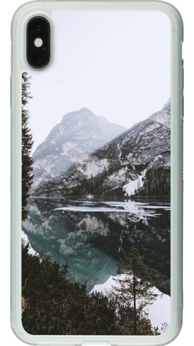 Coque iPhone Xs Max - Silicone rigide transparent Winter 22 snowy mountain and lake