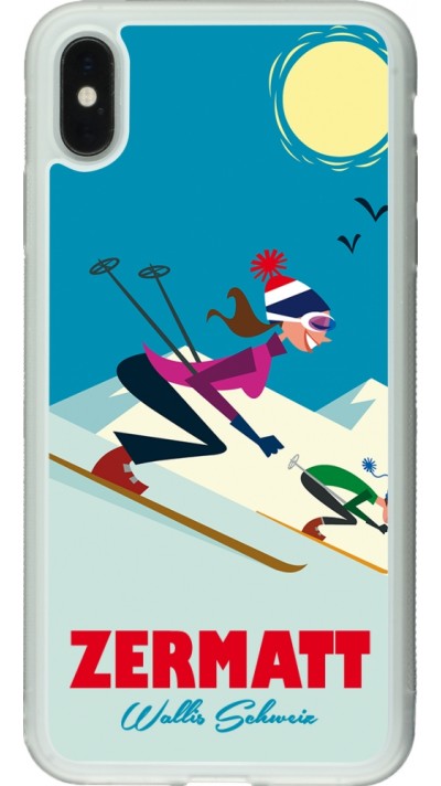 Coque iPhone Xs Max - Silicone rigide transparent Zermatt Ski Downhill