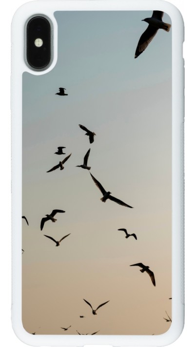 iPhone Xs Max Case Hülle - Silikon weiss Autumn 22 flying birds shadow