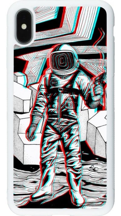 Coque iPhone Xs Max - Silicone rigide blanc Anaglyph Astronaut