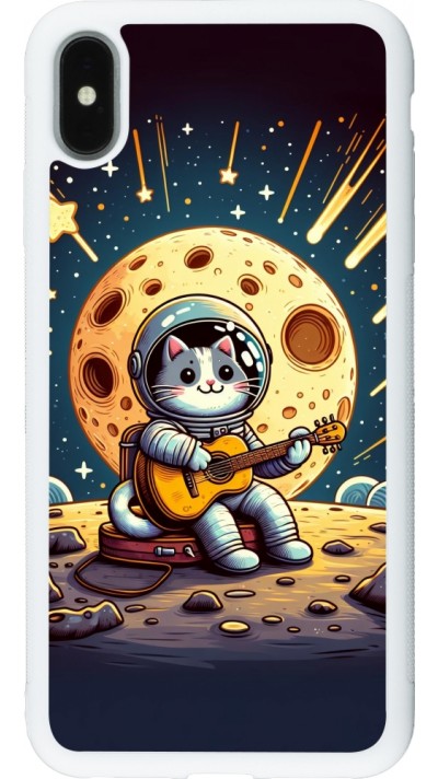 iPhone Xs Max Case Hülle - Silikon weiss AstroKatze RockMond
