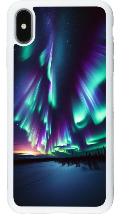 Coque iPhone Xs Max - Silicone rigide blanc Aurore Boréale Étincelante