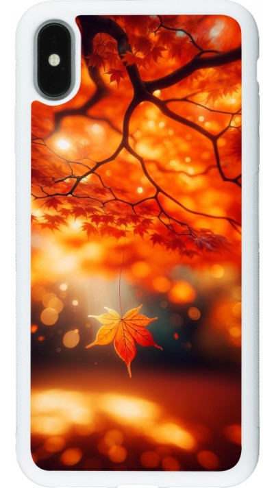 iPhone Xs Max Case Hülle - Silikon weiss Herbst Magisch Orange