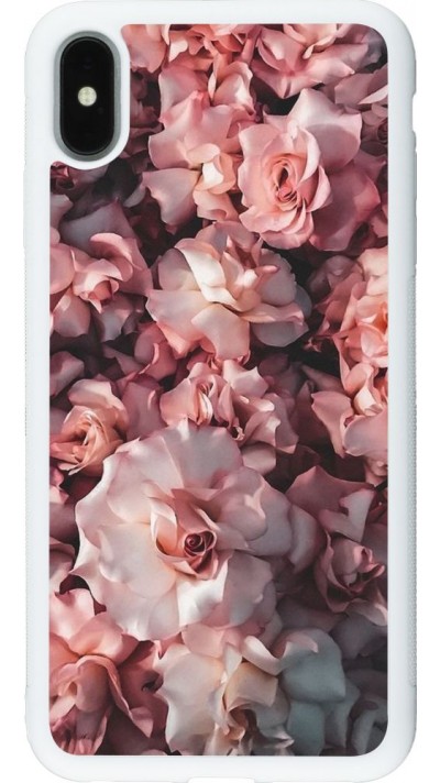 Hülle iPhone Xs Max - Silikon weiss Beautiful Roses
