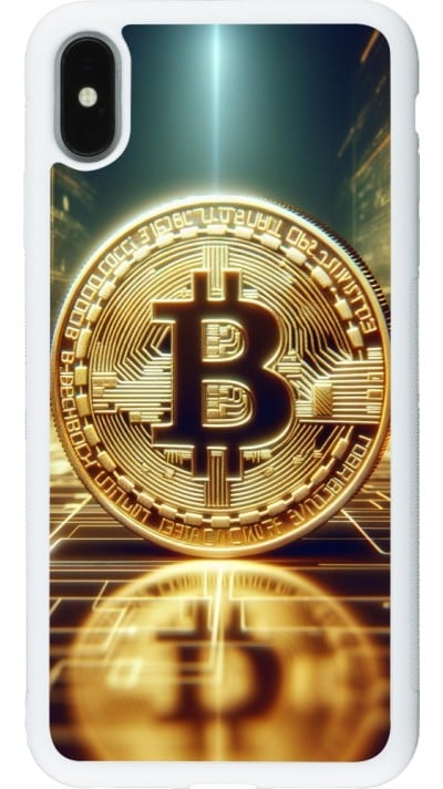 iPhone Xs Max Case Hülle - Silikon weiss Bitcoin Stehen