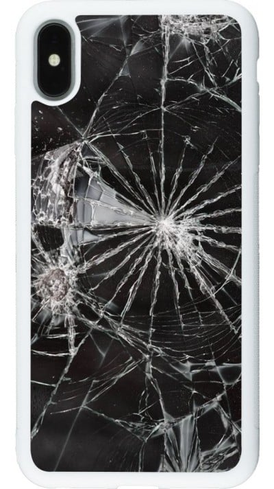 Coque iPhone Xs Max - Silicone rigide blanc Broken Screen