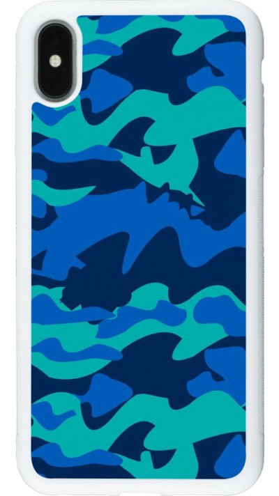 Hülle iPhone Xs Max - Silikon weiss Camo Blue