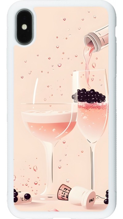 iPhone Xs Max Case Hülle - Silikon weiss Champagne Pouring Pink