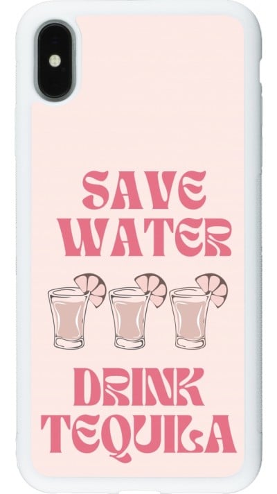 Coque iPhone Xs Max - Silicone rigide blanc Cocktail Save Water Drink Tequila