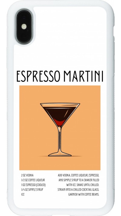 Coque iPhone Xs Max - Silicone rigide blanc Cocktail recette Espresso Martini