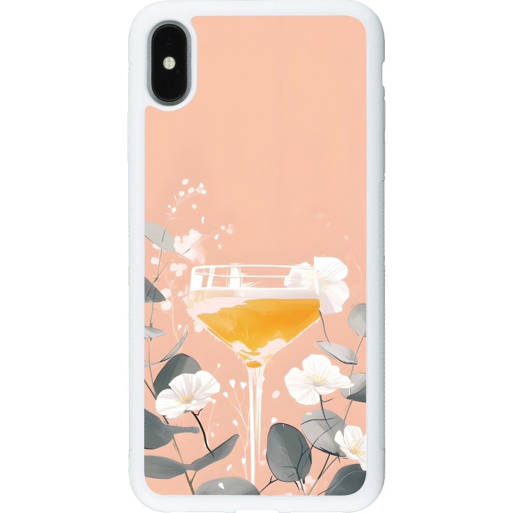 iPhone Xs Max Case Hülle - Silikon weiss Cocktail Flowers