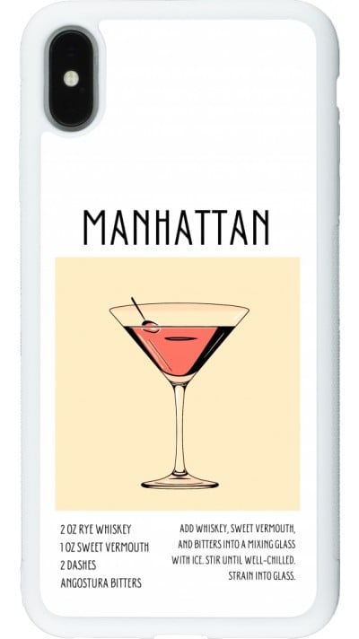 Coque iPhone Xs Max - Silicone rigide blanc Cocktail recette Manhattan