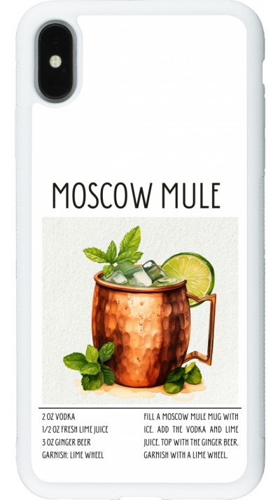 Coque iPhone Xs Max - Silicone rigide blanc Cocktail recette Moscow Mule