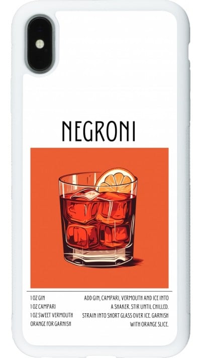 Coque iPhone Xs Max - Silicone rigide blanc Cocktail recette Negroni