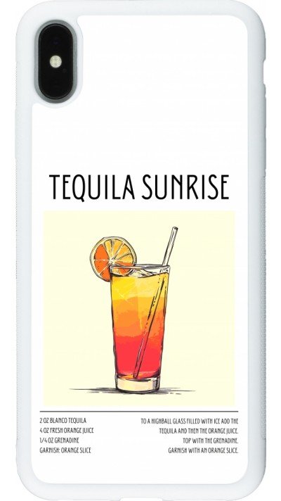 Coque iPhone Xs Max - Silicone rigide blanc Cocktail recette Tequila Sunrise