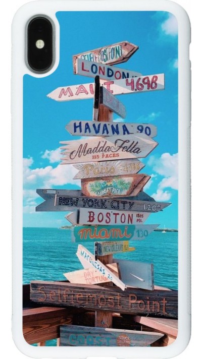 Coque iPhone Xs Max - Silicone rigide blanc Cool Cities Directions