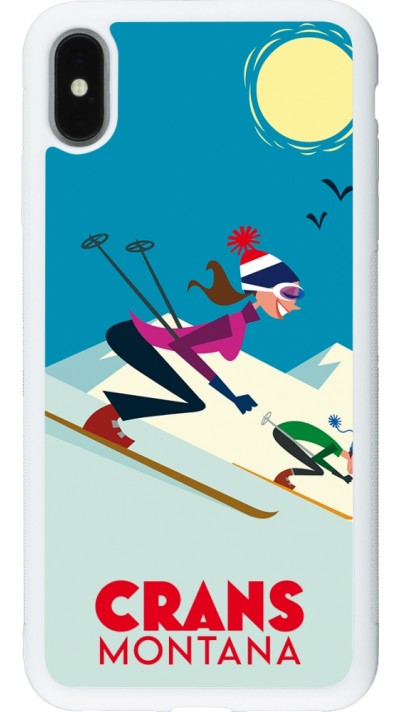 Coque iPhone Xs Max - Silicone rigide blanc Crans-Montana Ski Downhill