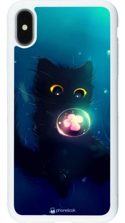 Coque iPhone Xs Max - Silicone rigide blanc Cute Cat Bubble