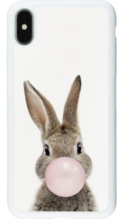 Coque iPhone Xs Max - Silicone rigide blanc Easter 2023 bubble gum bunny