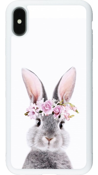 iPhone Xs Max Case Hülle - Silikon weiss Easter 2023 flower bunny