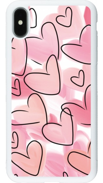 Coque iPhone Xs Max - Silicone rigide blanc Easter 2023 pink hearts