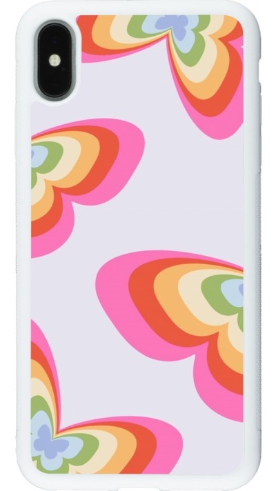 iPhone Xs Max Case Hülle - Silikon weiss Easter 2024 rainbow butterflies