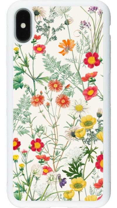 Coque iPhone Xs Max - Silicone rigide blanc Flora Botanical Wildlife