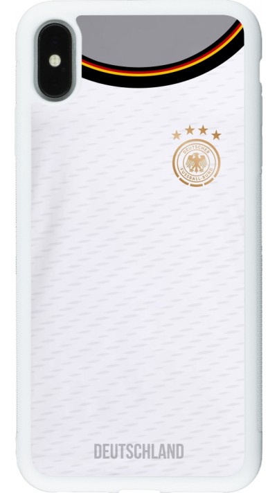 Coque iPhone Xs Max - Silicone rigide blanc Maillot de football Allemagne 2022 personnalisable