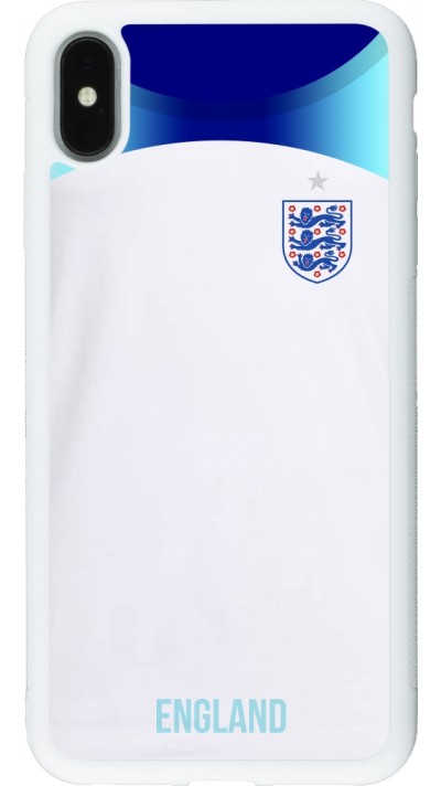 Coque iPhone Xs Max - Silicone rigide blanc Maillot de football Angleterre 2022 personnalisable